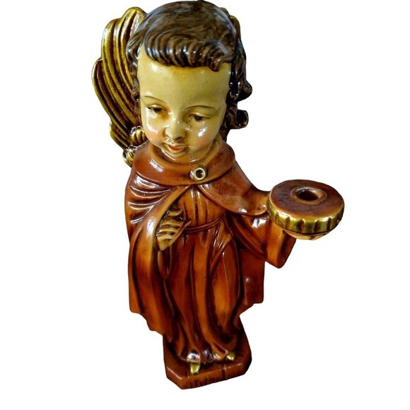 Vintage Christmas Holiday Angels 10” Pair Candle Stick Holders Japan - Picture 6 of 8